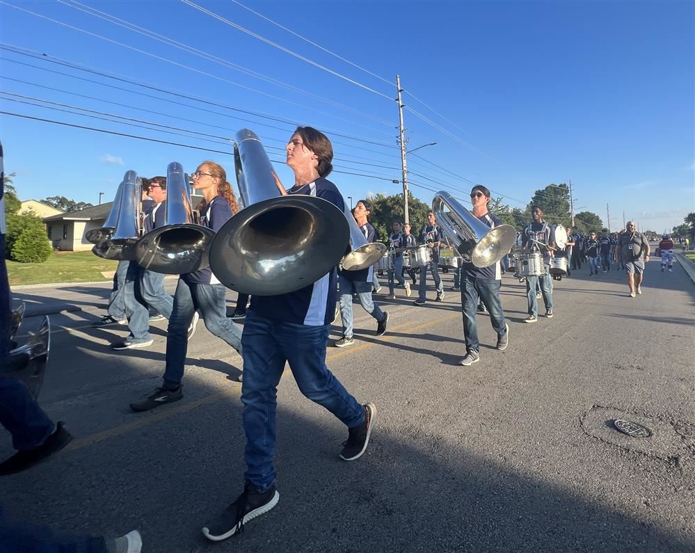  Band marching in parade